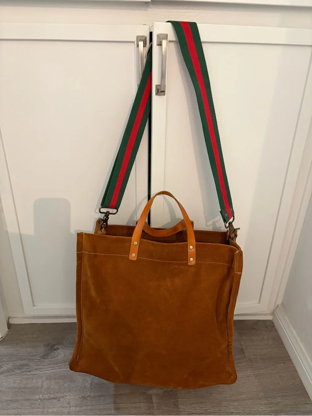 Parker Thatch Medium Suede Tote in Chestnut - Picture 2 of 7